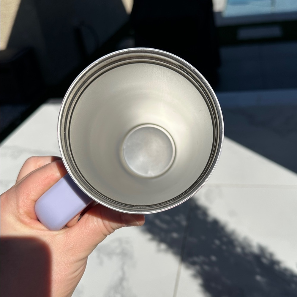 Pastel Tie-Dye Travel Mug with Handle - Purple Accents - Picture 8 of 11